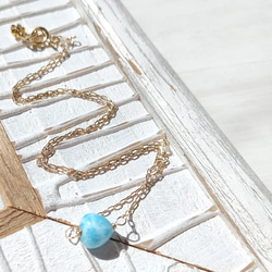 ❁Ocean blue heart larimar necklace 14kgf❁超トップクオリティラリマー 12枚目の画像