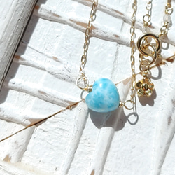 ❁Ocean blue heart larimar necklace 14kgf❁超トップクオリティラリマー 8枚目の画像