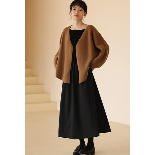 美品　23区　32 異素材ワンピース 七分丈　ブラック　卒業式 低身長S□異素材コンビ♡上品タックポワン袖カットソーブラウス