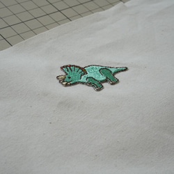 【えらべる恐竜の刺繍ワッペン】心踊る色と始まる。《おきがえ袋》専用｜フクノハタケ‐ハンドメイドのレッスンバッグ 13枚目の画像