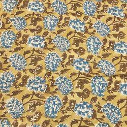 【50cm單位】淺棕色Kinari藍色繡球花印度手工塊印花布料棉 第4張的照片