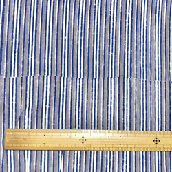 【50cm単位】ブルーグレーストライプ　インド　ハンドブロックプリント生地  コットン 6枚目の画像