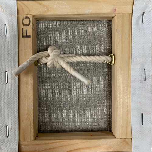 原画 油絵 ユアハンド 手とりんごのアート 抽象画 F0号 ホワイト