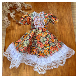 専用出品　ハンドメイド　ドールワンピース　リバティ 22センチドールサイズの服949 ハンドメイド リバティワンピース