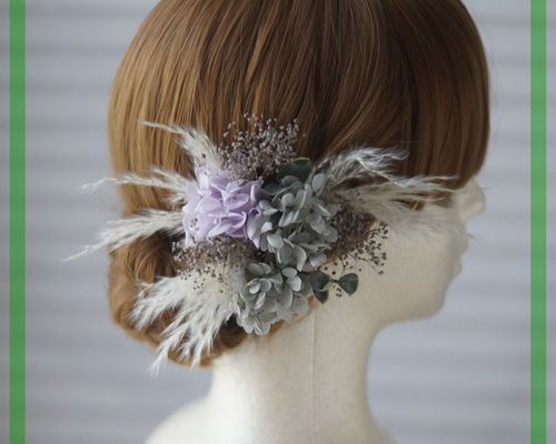 ビオラ＊すみれ風Uピン髪飾り 七五三 結婚式 ウエディング プリザーブドフラワー ビオラ＊すみれ風Uピン髪飾り 七五三 結婚式 ウエディング