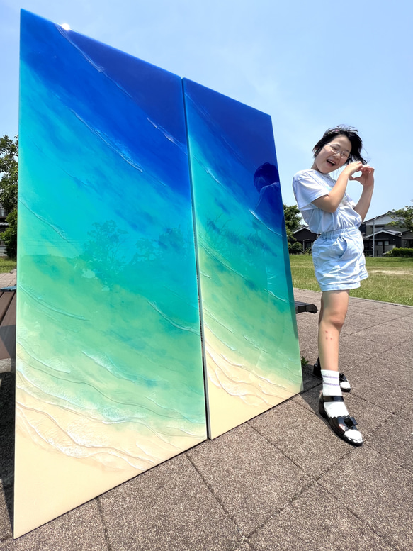 2wayテーブル&アートパネル　石垣ブルー60秒で変身 12枚目の画像