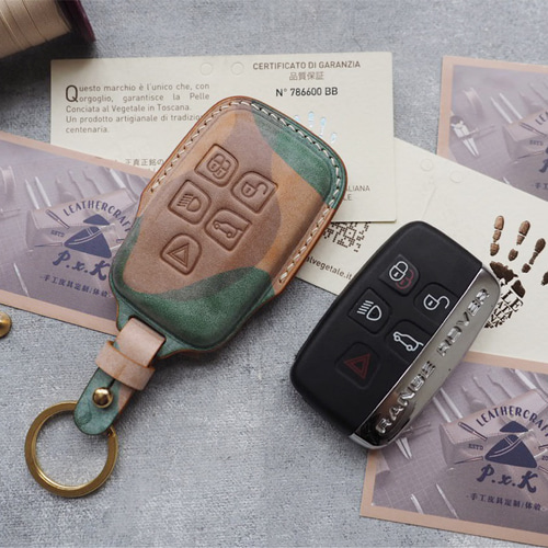 本革の手縫い ランドローバー/レンジローバー スマートキーケース 名