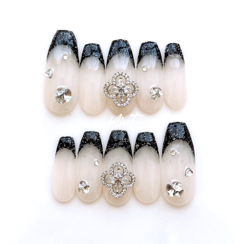 ネイルチップオーダー フレンチガーリー 量産型 ブライダル 結婚式