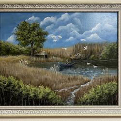欧風油絵　【湖・林・山】　インテリアアート 湖・林・山】 欧風 油絵 絵画 NANA 通販 16572225｜Creema(クリーマ)