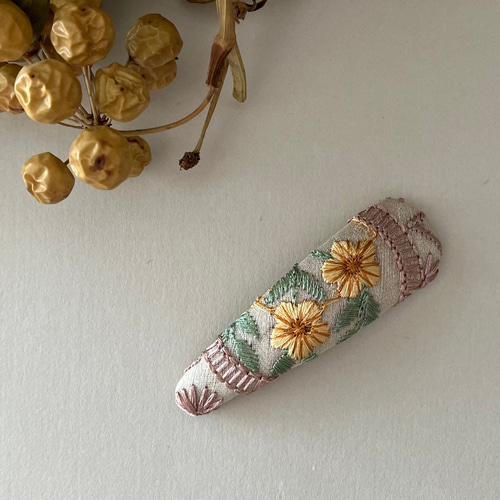 オーダー可能生地⑦ お花リボンパッチンピン