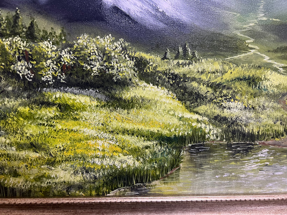 【湖・林・山】 欧風 油絵 3枚目の画像