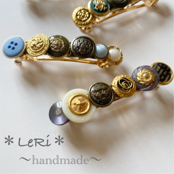 1点もの✾アンティーク ボタンバレッタ♡ バレッタ ＊LeRi＊ 通販 