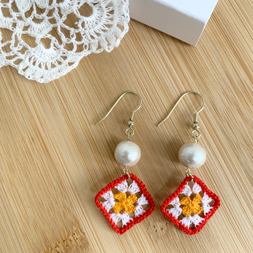 手編みのグラニーピアス ピアス（フック・チェーン） ナナクサ 通販