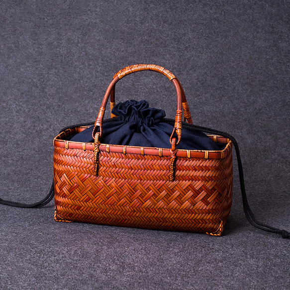 竹かご鞄 大 ハンドバッグ 買い物かご大 竹かご かごバッグ バスケットかご 竹製品 レトロ 茶道茶セット収納袋 和風 