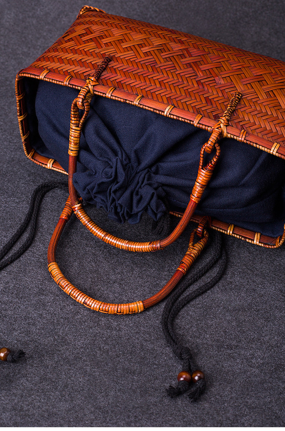 竹かご鞄 大 ハンドバッグ 買い物かご大 竹かご かごバッグ バスケットかご 竹製品 レトロ 茶道茶セット収納袋 和風 