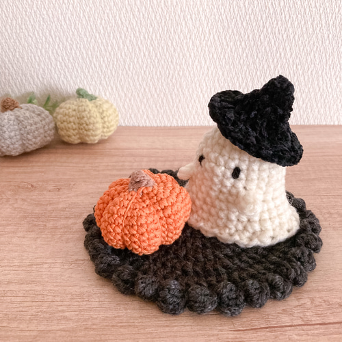 限定ハロウィンセット】おばけとかぼちゃのあみぐるみ 大きめ