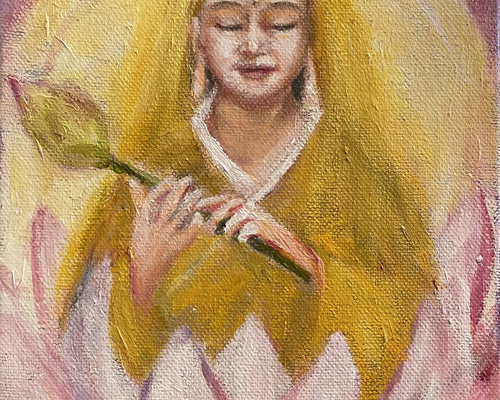 観音天女　芸術 美術 アート No3198 掛軸 印刷工藝 観音菩薩 天女 彩色仏画 紙本 仏教美術