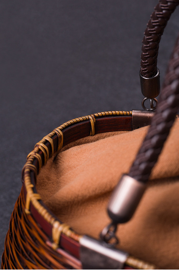 竹かご鞄 大 ハンドバッグ波紋買い物かご大 竹かご かごバッグ バスケットかご 竹製品 レトロ 茶道茶セット収納袋 和風 