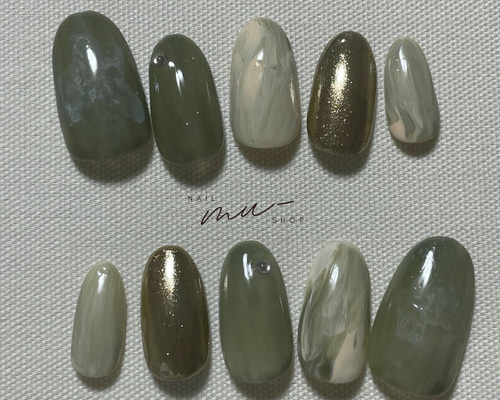 グリーンニュアンス ネイルチップ d58ba6fe1f43ce81ccd8810da045df