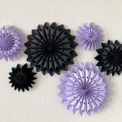 〚ハロウィン限定〛ペーパーファン 6個セット black × purple 1枚目の画像