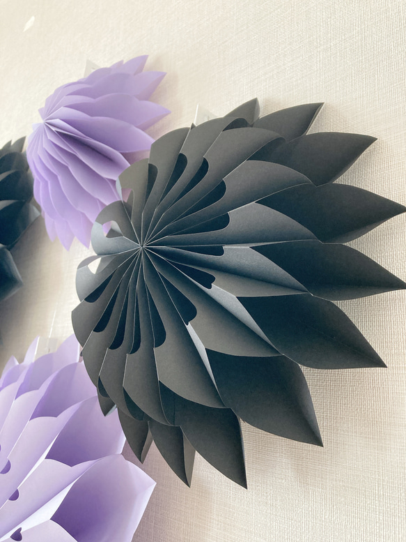 〚ハロウィン限定〛ペーパーファン 6個セット black × purple 5枚目の画像
