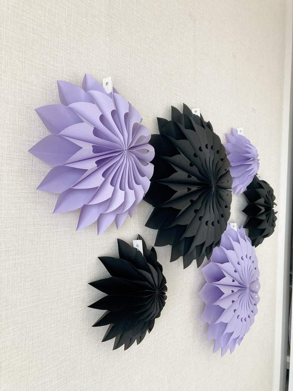 〚ハロウィン限定〛ペーパーファン 6個セット black × purple 4枚目の画像
