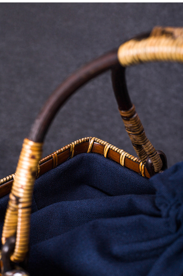 竹かご鞄 大 ハンドバッグ 買い物かご大 竹かご かごバッグ バスケットかご 竹製品 レトロ 茶道茶セット収納袋 和風 パラコード編みワンハンドル・かごバック・ミズイロ RI2557092914(19400円)