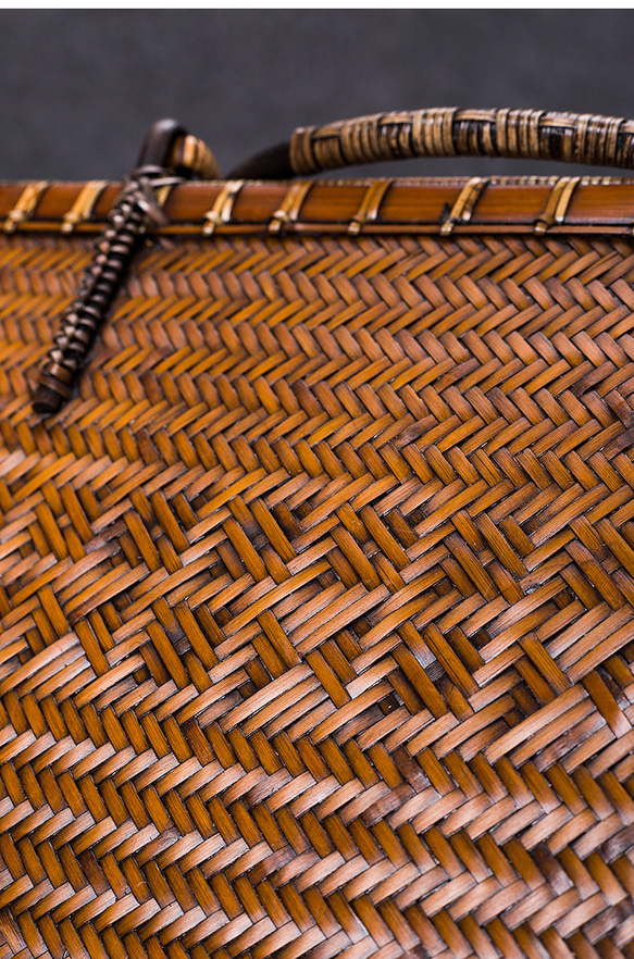 竹かご鞄 大 ハンドバッグ 買い物かご大 竹かご かごバッグ バスケットかご 竹製品 レトロ 茶道茶セット収納袋 和風 パラコード編みワンハンドル・かごバック・ミズイロ RI2557092914(19400円)