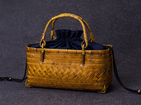 竹かご鞄 大 ハンドバッグ 買い物かご大 竹かご かごバッグ バスケットかご 竹製品 レトロ 茶道茶セット収納袋 和風 