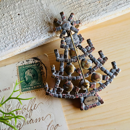 チェコ◇クリスマスツリー ヴィンテージ ブローチ◇Husar.D ブローチ