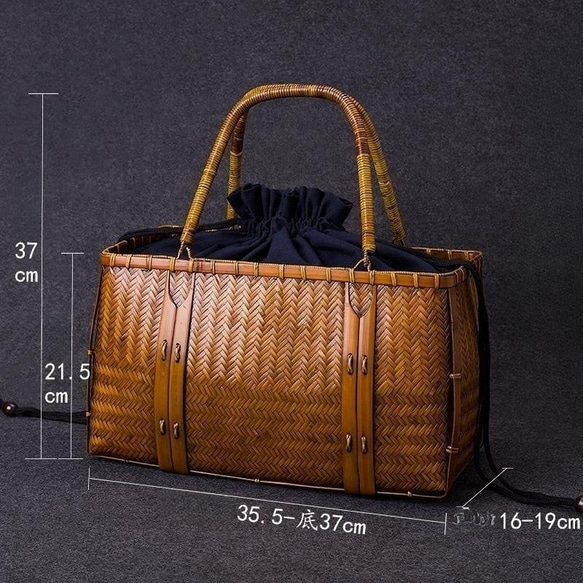 竹かご鞄 大 ハンドバッグ 買い物かご大 竹かご かごバッグ バスケットかご 竹製品 レトロ 茶道茶セット収納袋 和風 