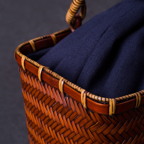 竹かご鞄 大 ハンドバッグ 買い物かご大 花模様かごバッグ バスケット
