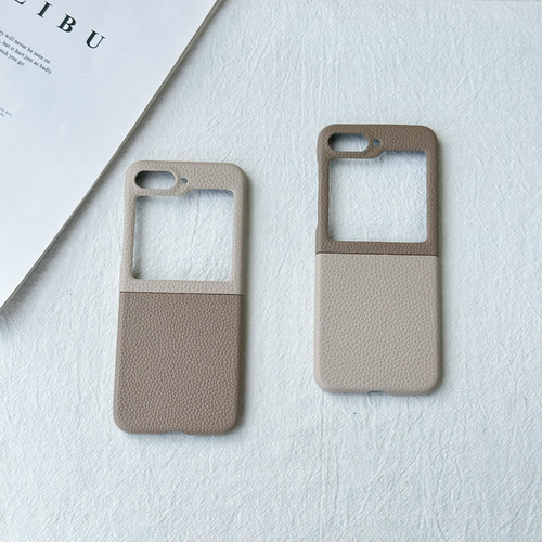 バイカラー Galaxy Z Flip 7/6/5/4/3 ケース くすみカラー PUレザー