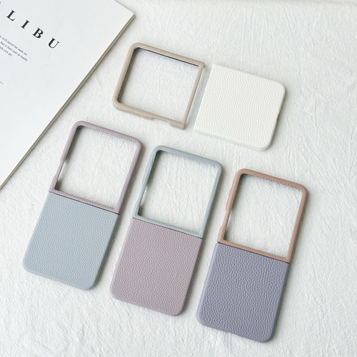バイカラー Galaxy Z Flip 7/6/5/4/3 ケース くすみカラー PU
