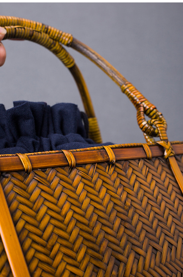 竹かご鞄 大 ハンドバッグ 買い物かご大 竹かご かごバッグ バスケットかご 竹製品 レトロ 茶道茶セット収納袋 和風 