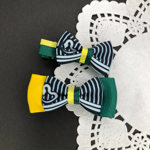 ヘアクリップ リボン 2本組「和柄 16黄緑/蛇」 ヘアクリップ・バナナ