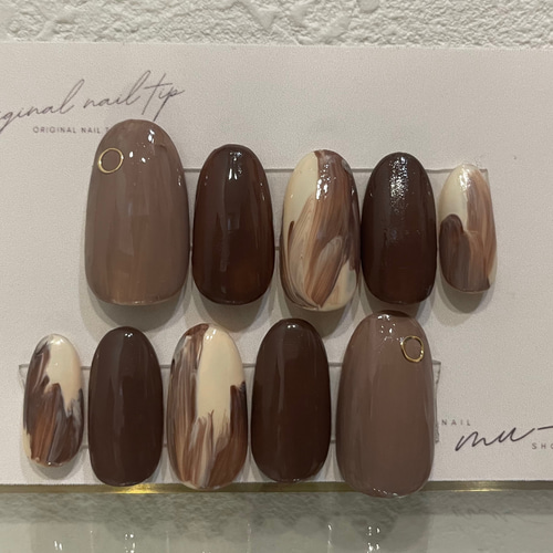 ネイルチップ(秋っぽブラウン ニュアンスネイル) ネイルチップ（つけ爪