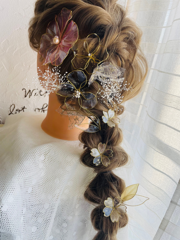 ୨୧ 再販୨୧可愛さ抜群♡ピンクキラキララメ髪飾り　　　アメリカンフラワー髪飾り　結婚式　成人式　卒業式 2枚目の画像