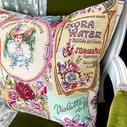 ご連絡用　☆最終価格☆ ゴブラン織り ラベル柄 クッションカバー① 45cm ご連絡用 ☆最終価格☆ ゴブラン織り ラベル柄 クッションカバー① 45cm