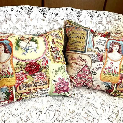 ☆最終価格☆ ヨーロッパ輸入生地 ゴブラン織り アンティークラベル柄