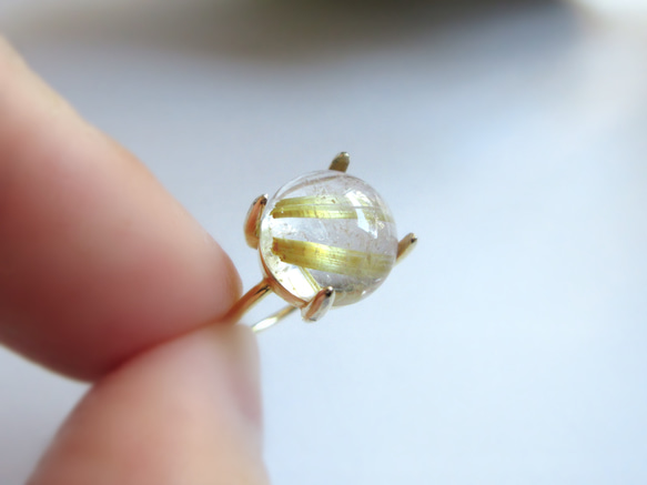 10 毫米美麗的“金發晶石英”凸圓面戒指 第2張的照片
