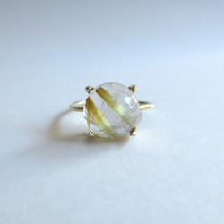10 毫米美麗的“金發晶石英”凸圓面戒指 第3張的照片