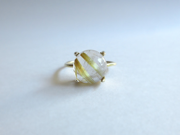 10 毫米美麗的“金發晶石英”凸圓面戒指 第3張的照片