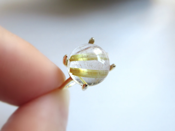 10 毫米美麗的“金發晶石英”凸圓面戒指 第1張的照片