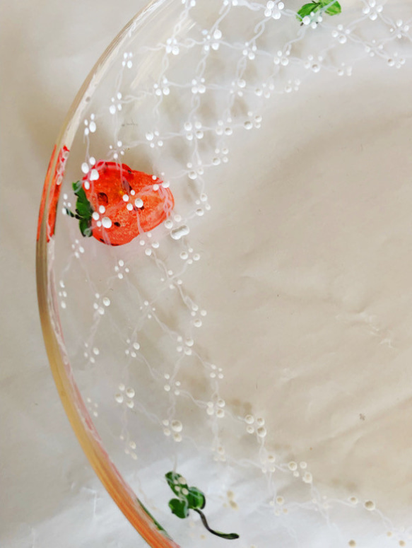 イチゴとレース模様の１２ｃｍペア小皿 4枚目の画像