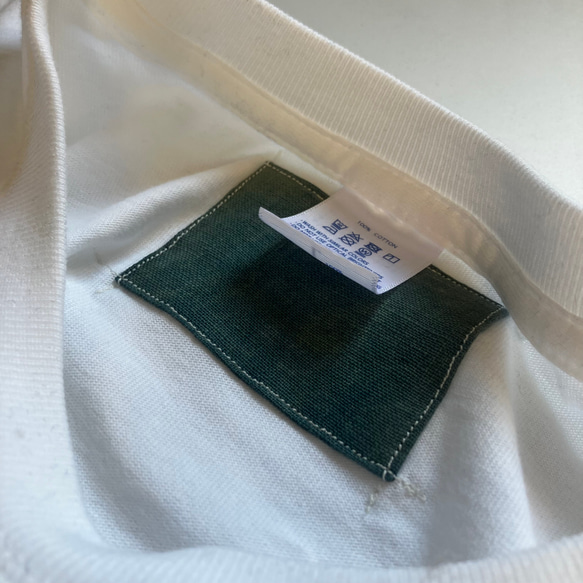 靛藍染色碎布翻版口袋 T 卹 L 白色 第7張的照片