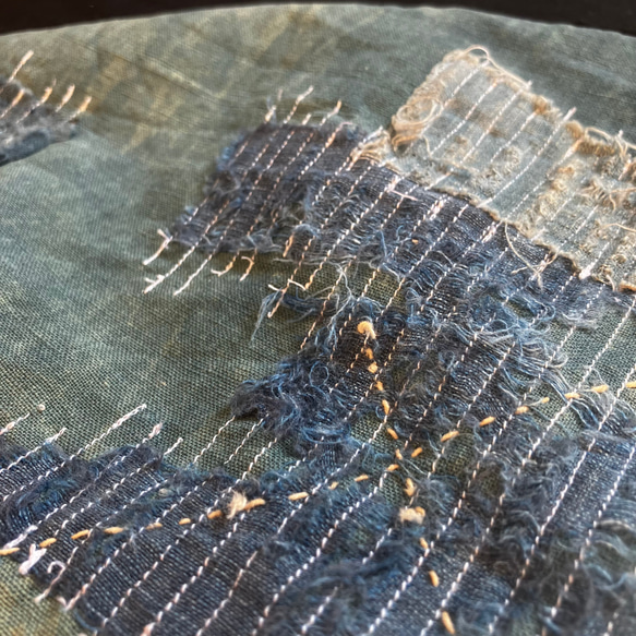 藍染襤褸リメイク ポケット ビッグシルエット T-shirts XL BLACK 7枚目の画像