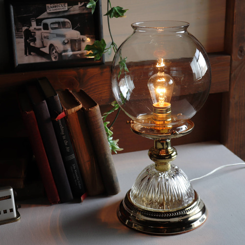 アンティーク卓上照明｜USAヴィンテージボールガラスシェードブラス  