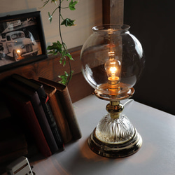 アンティーク卓上照明｜USAヴィンテージボールガラスシェードブラス