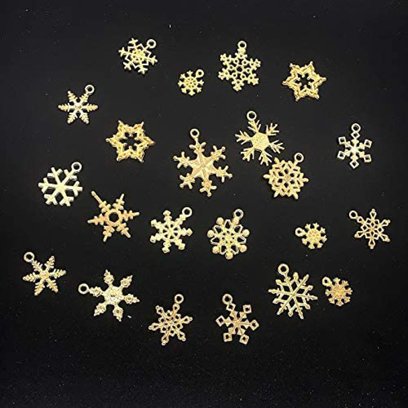1121★雪の結晶チャーム 冬 ゴールド カン付き 約90個 4枚目の画像